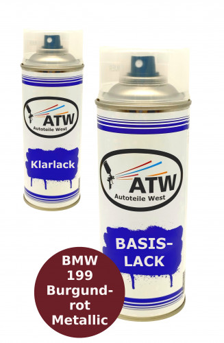 Autolack für BMW 199 Burgundrot Metallic+400ml Klarlack Set
